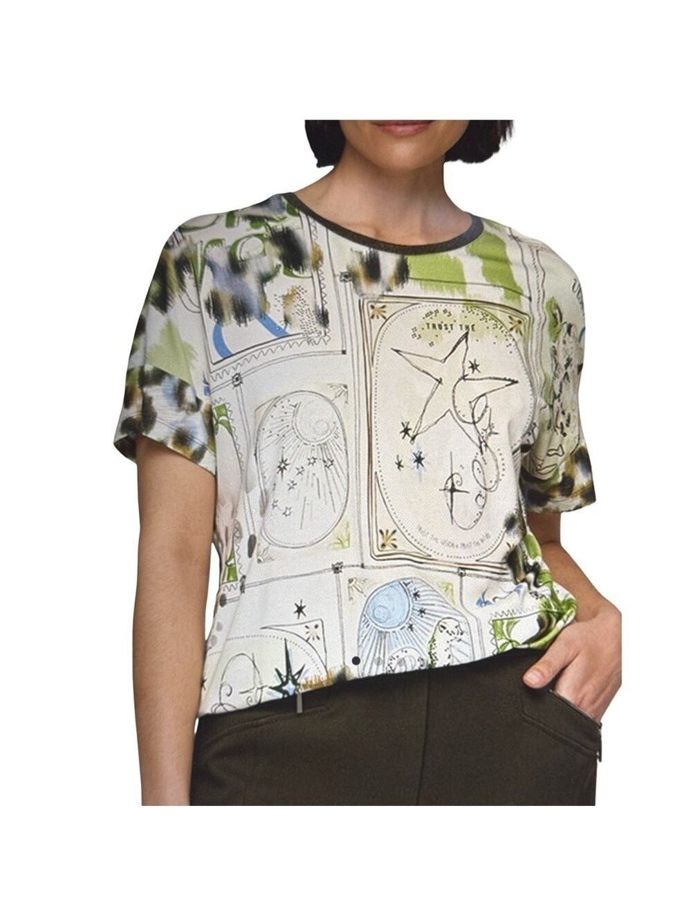 Rabe Animal Print Tarot Card T-Shirt, Green Multi.